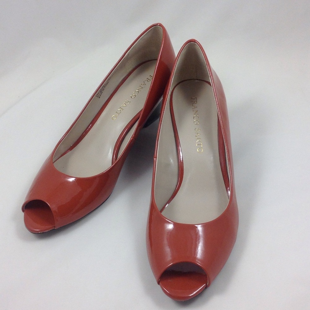 Franco Sarto Red Peep Toe Wedges